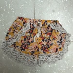 flowy floral shorts